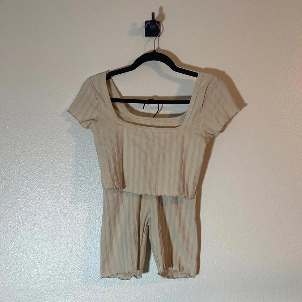 Trendy Ribbed Two-Piece Set - Natural Beige - Picture 4 of 8